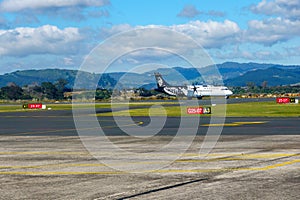 Air New Zealand passenger plane arriving Tauranga Airport