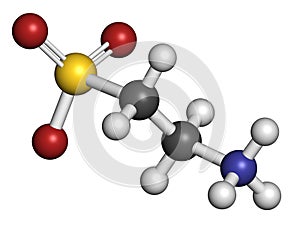 Taurine 2-aminoethanesulfonic acid molecule. Component of human body, essential for skeletal muscle functioning. Atoms are.