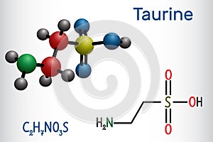 Taurine or 2-aminoethanesulfonic acid molecule. It is sulfonic acid, is widely distributed in animal tissues. Structural chemical