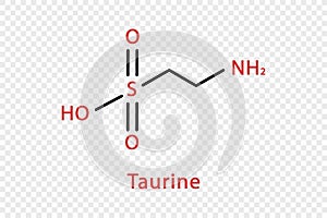 Taurine chemical formula. Taurine structural chemical formula isolated on transparent background.