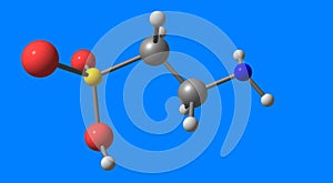 Taurine molecular structure isolated on blue