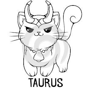 Taurus cute cartoon zodiac cat