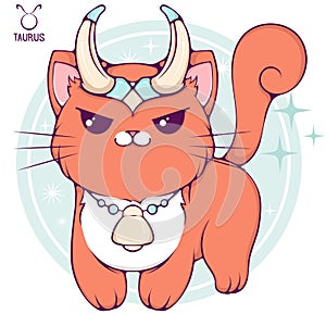 Taurus cute cartoon zodiac cat color