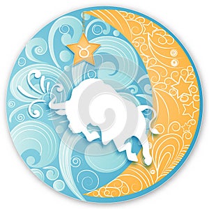 Taurus horoscope sign in twelve zodiacs with astrology. Vector illustration