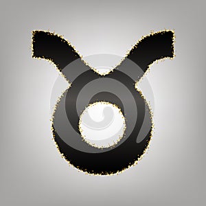 Taurus sign illustration. Vector. Blackish icon with golden star