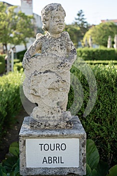 Taurus sign represented by a stone statue.  Episcopal garden of Castelo Branco