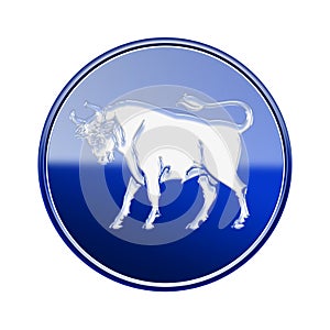 Taurus zodiac icon blue.