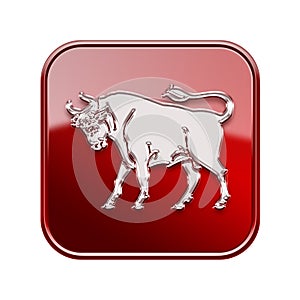 Taurus zodiac icon red.