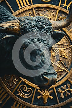 Taurus Zodiac Sign Against Horoscope Wheel. Astrology