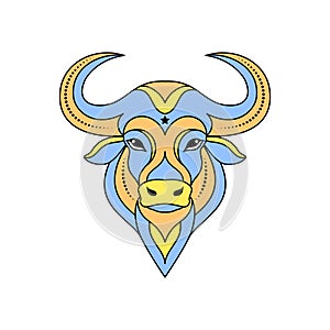 Taurus zodiac sign in line art style