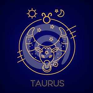 Taurus zodiac sign, logo, tattoo or illustration. Food horoscope