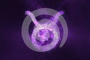 Taurus Zodiac Sign. Night sky Abstract background