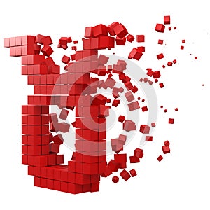 Taurus zodiac sign shaped data block. version with red cubes. 3d pixel style vector illustration