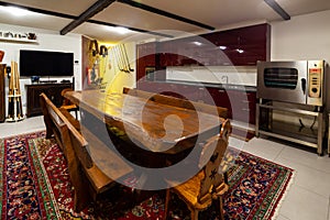 Tavern in a private house with a large wooden table