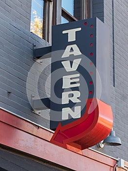 Tavern sign, pub is open