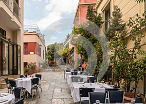 Taverna in ancient residential district of Plaka in Athens Greece