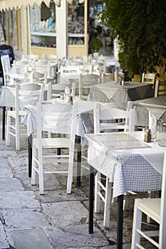 Taverna at plaka Athens, chairs and tables