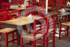 Taverna at plaka Athens, chairs and tables