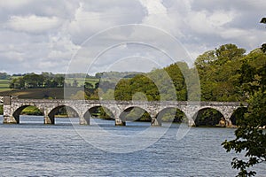 Tavy Bridge is a railway bridge across the mouth of the River Tavy Devon uk photo