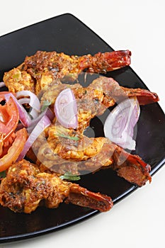 Tawa Prawn - Goan dish made of prawns from India photo
