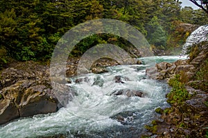 Tawhai Falls in Tongariro National Park, on the North Island, New Zealand. This stunning winter`s day provided a