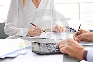 Tax accountants working with documents