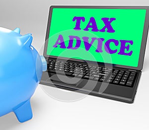 Tax Advice Laptop Shows Professional Advising On Taxation