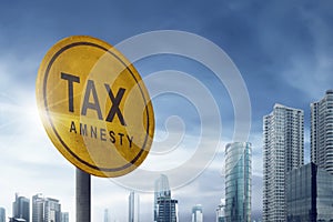 Tax amnesty quotes on the placard signs