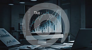 tax analysis on computer screen at office desk