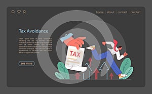 Tax avoidance web banner or landing page dark or night mode. Financial