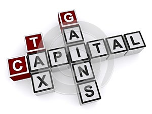 Tax And Capital Gains Spelled In Blocks