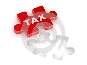 Tax concept with red puzzle piece