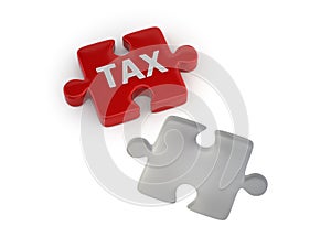 Tax concept with red puzzle piece