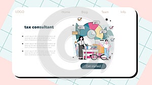 Tax consultant web banner or landing page. Financial adviser'