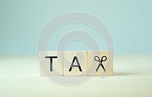 Tax cuts, tax reduction concept. Tax relief for individuals or businesses experiencing financial hardship,
