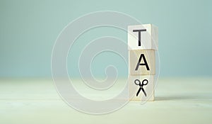 Tax cuts, tax reduction concept. Tax relief for individuals or businesses experiencing financial hardship