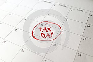 Tax day marked on calendar