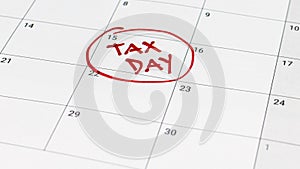 Tax day marked on calendar
