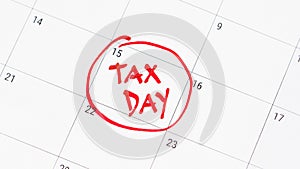 Tax day marked on calendar