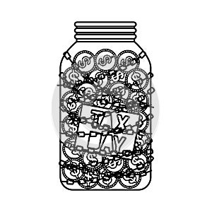 tax day mason jar with coins and chain