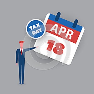 Tax Day Reminder Concept - Calendar Design Template - USA Tax Deadline, Due Date for IRS Federal Income Tax Returns