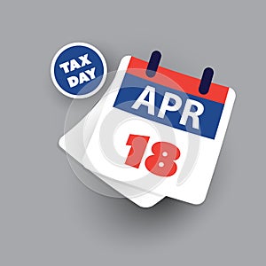 Tax Day Reminder Concept - Calendar Design Template - USA Tax Deadline, Due Date for IRS Federal Income Tax Returns