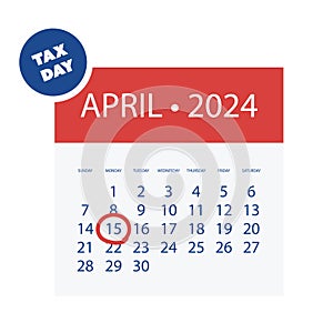 Tax Day Reminder Vector Template Isolated on White Background - Design Element with Marked Payday - USA Tax Deadline Concept