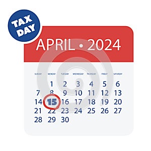 Tax Day Reminder Vector Template Isolated on White Background - Design Element with Marked Payday - USA Tax Deadline Concept