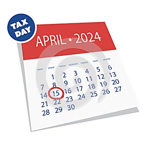 Tax Day Reminder Vector Template Isolated on White Background - Design Element with Marked Payday - USA Tax Deadline Concept