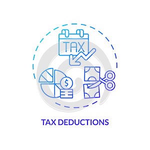 Tax deduction blue gradient concept icon