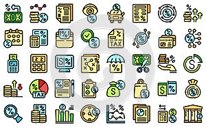 Tax deduction icons set vector flat