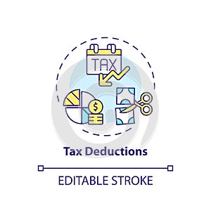 Tax deduction multi color concept icon