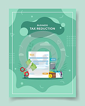 Tax deduction or reduction for template of banners, flyer, books cover, magazine with liquid shape flat style vector