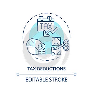 Tax deduction soft blue concept icon